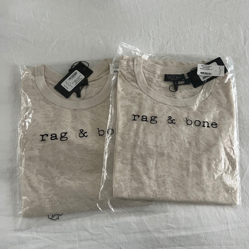 Rag&Bone Valencia long-sleeved camo jersey tees, set of 2, size XS.